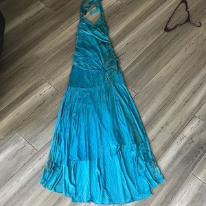 Marciano by Guess blue cutout Twist Ruched mermaid maxi dress gown XS